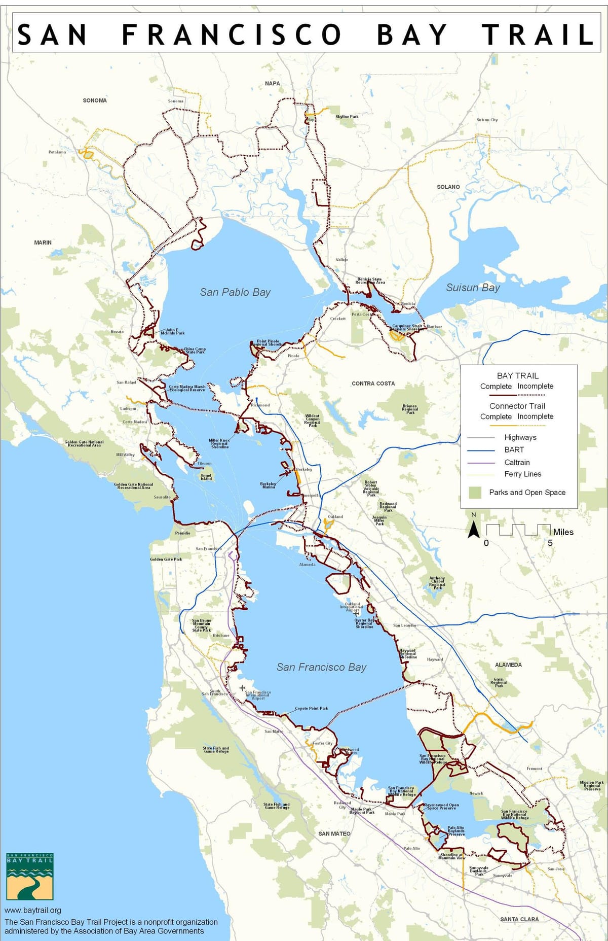 ਸਨ ਫ੍ਰੈਨਸਿਸਕੋ ਬੇ trail ਨਕਸ਼ਾ