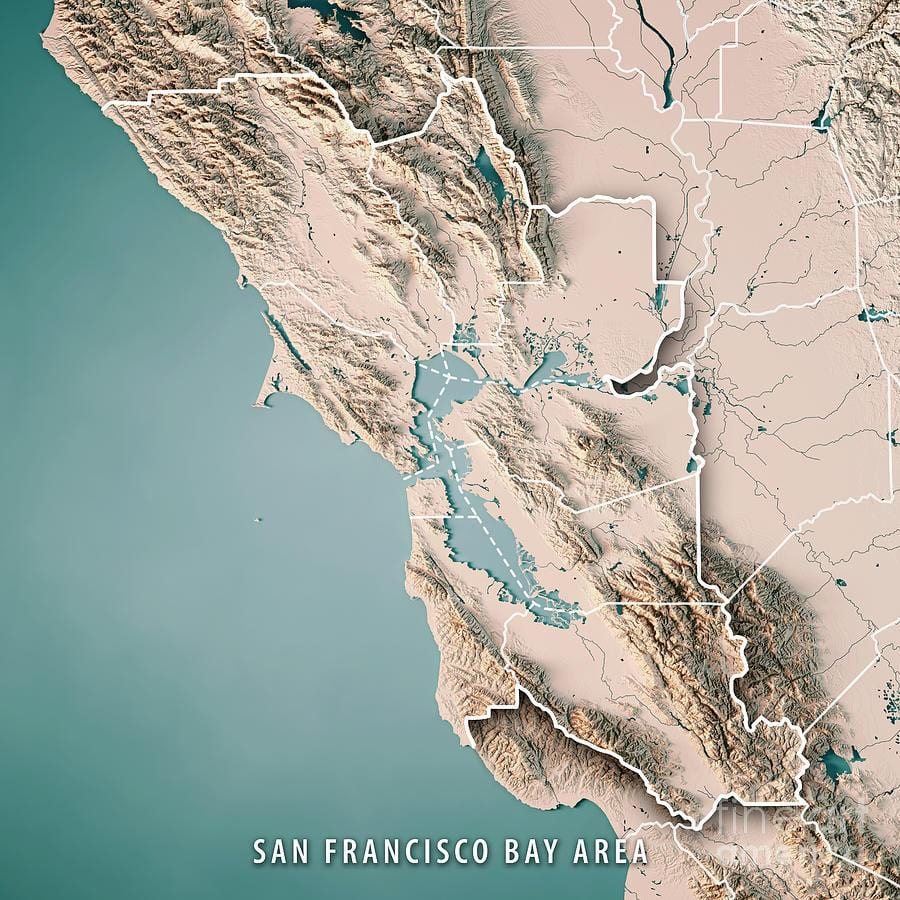 ਨਕਸ਼ਾ ਦੇ ਸਨ ਫ੍ਰੈਨਸਿਸਕੋ bay topographic 
