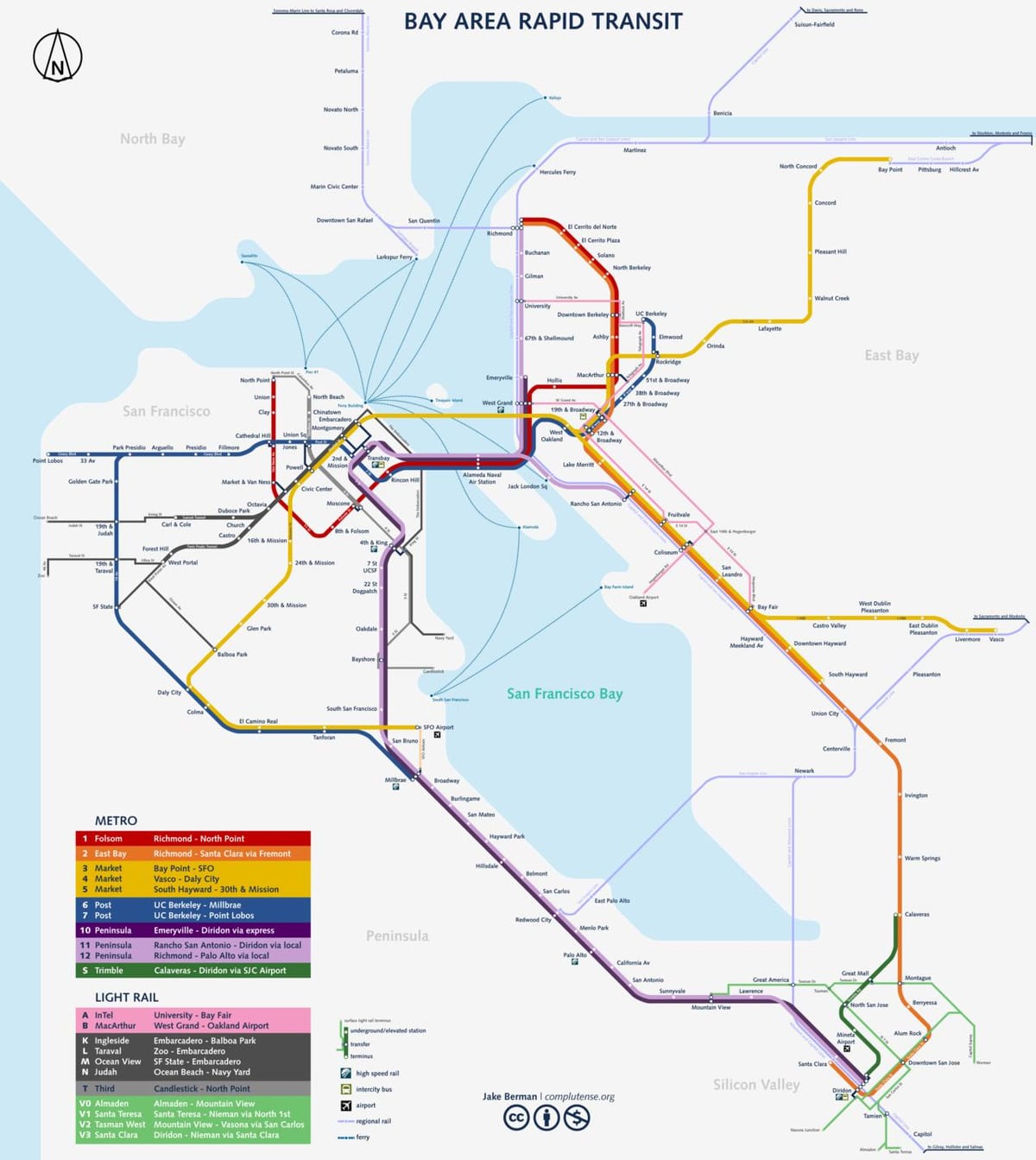 San Fran ਸਬਵੇਅ ਦਾ ਨਕਸ਼ਾ