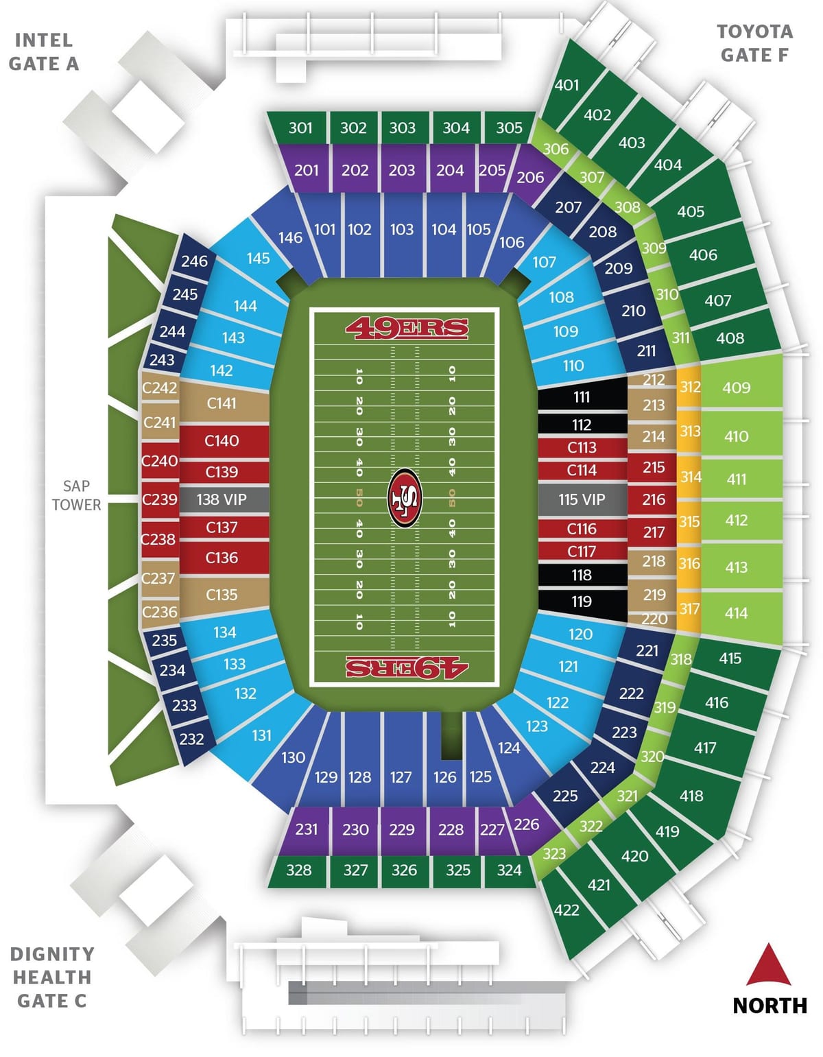 ਨਕਸ਼ਾ ਦੇ ਸਨ ਫ੍ਰੈਨਸਿਸਕੋ 49ers ਸਟੇਡੀਅਮ