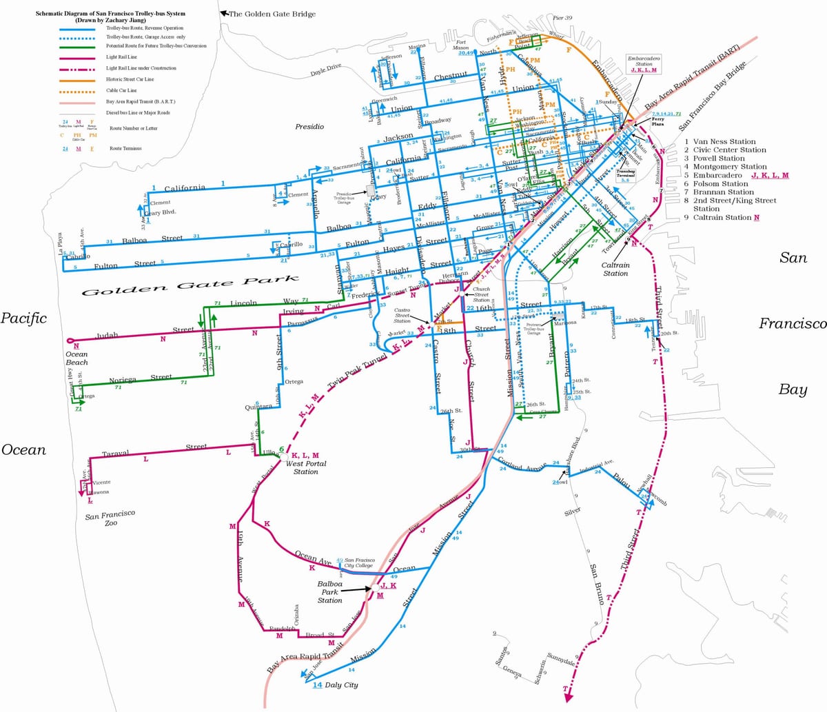 ਨਕਸ਼ਾ ਦੇ ਸਨ ਫ੍ਰੈਨਸਿਸਕੋ trolleybus