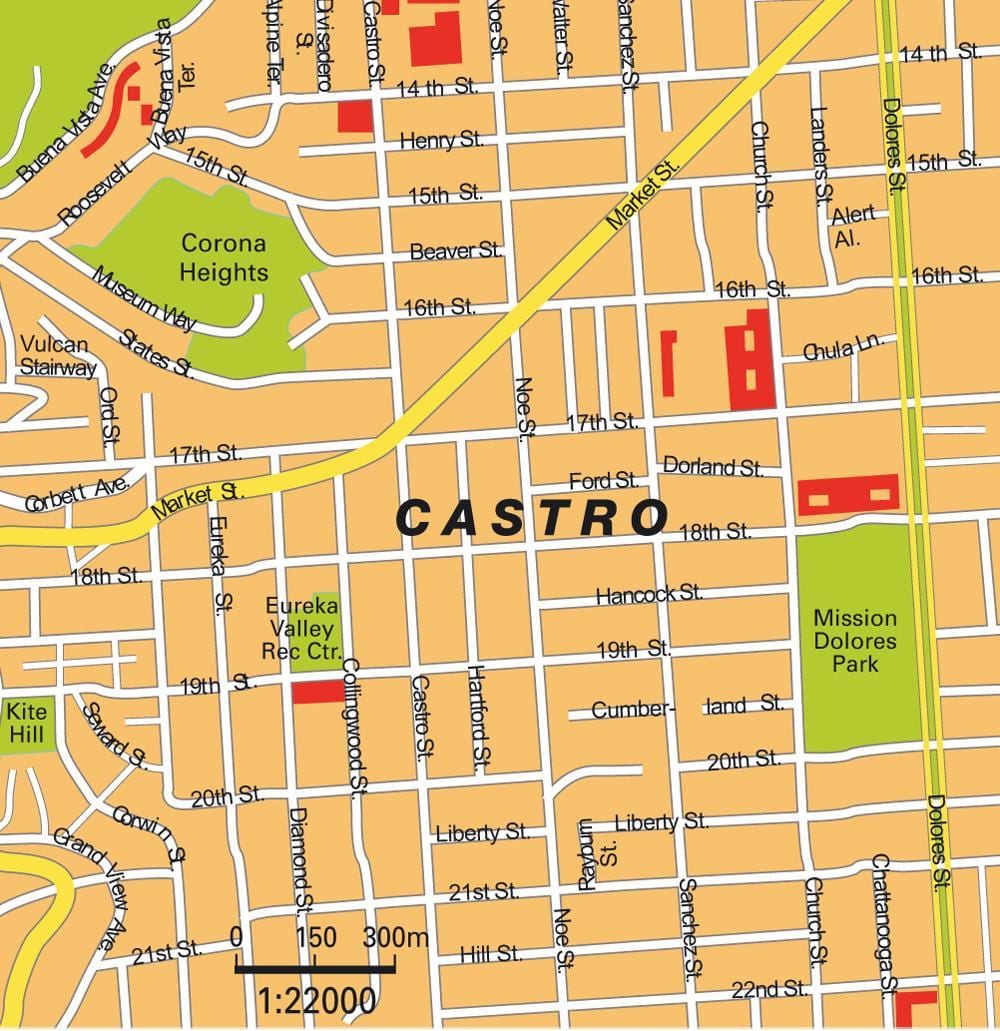 ਨਕਸ਼ਾ ਦੇ castro ਜ਼ਿਲ੍ਹਾ ਸਨ ਫ੍ਰੈਨਸਿਸਕੋ ਵਿੱਚ