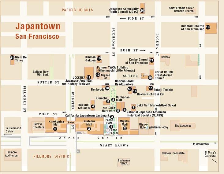 ਨਕਸ਼ਾ ਦੇ japantown ਸਨ ਫ੍ਰੈਨਸਿਸਕੋ