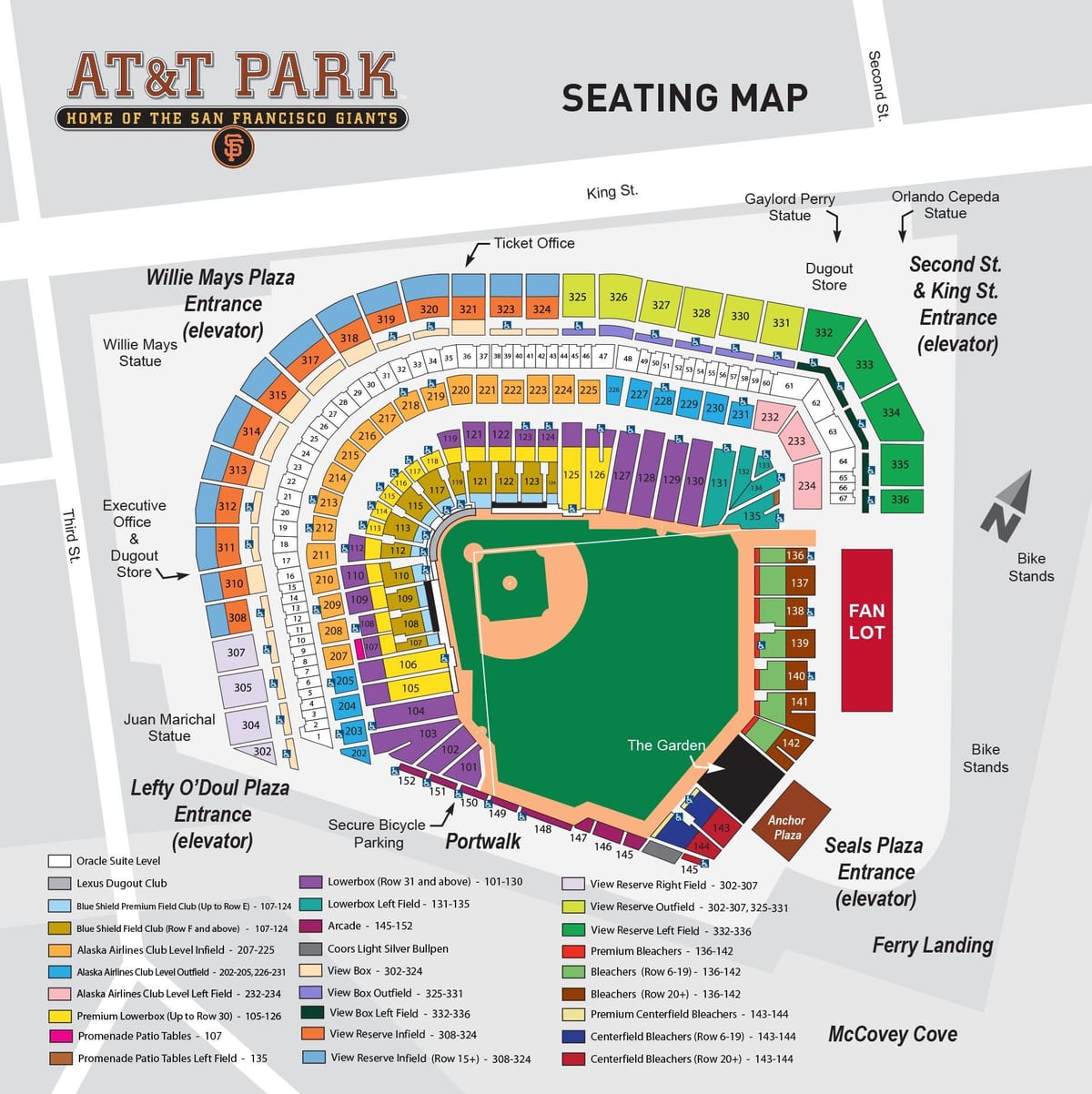 ਸਨ ਫ੍ਰੈਨਸਿਸਕੋ ਜਾਇੰਟਸ ਸਟੇਡੀਅਮ ਦਾ ਨਕਸ਼ਾ