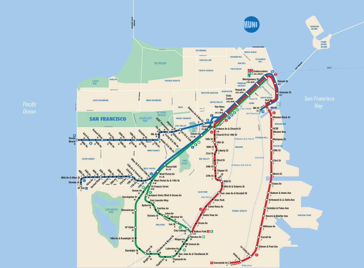 SFmta ਮੁਨੀ ਨਕਸ਼ਾ