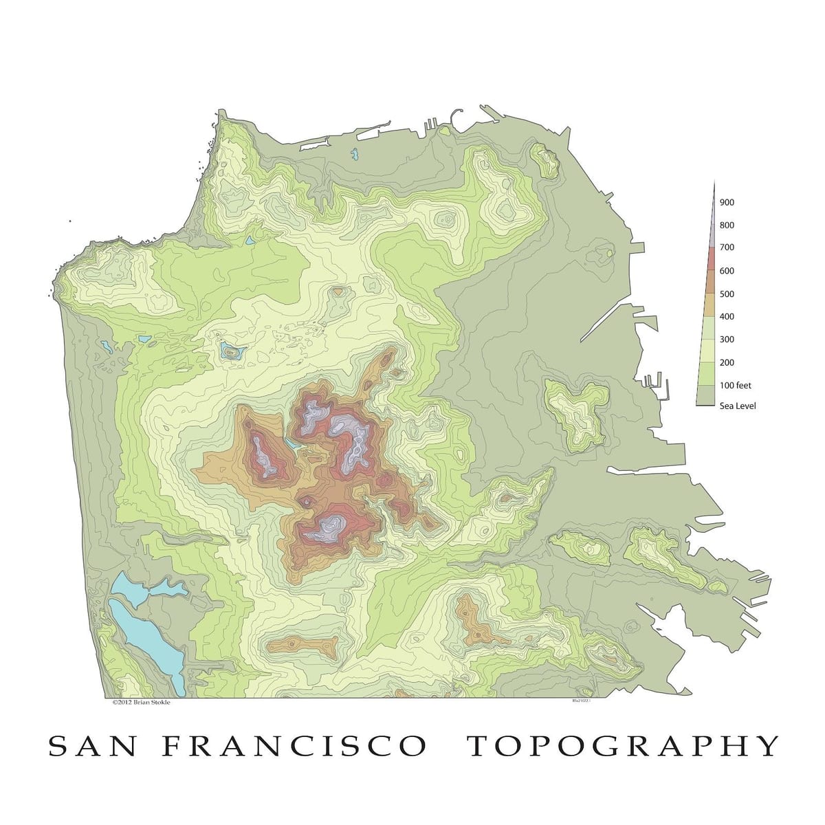 ਸਨ ਫ੍ਰੈਨਸਿਸਕੋ topographic ਨਕਸ਼ਾ