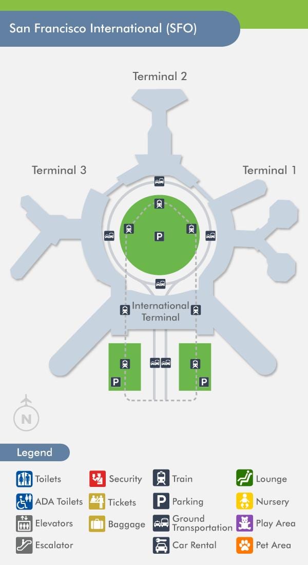 ਨਕਸ਼ਾ ਦੇ SFO airport ਟਰਮੀਨਲ 1