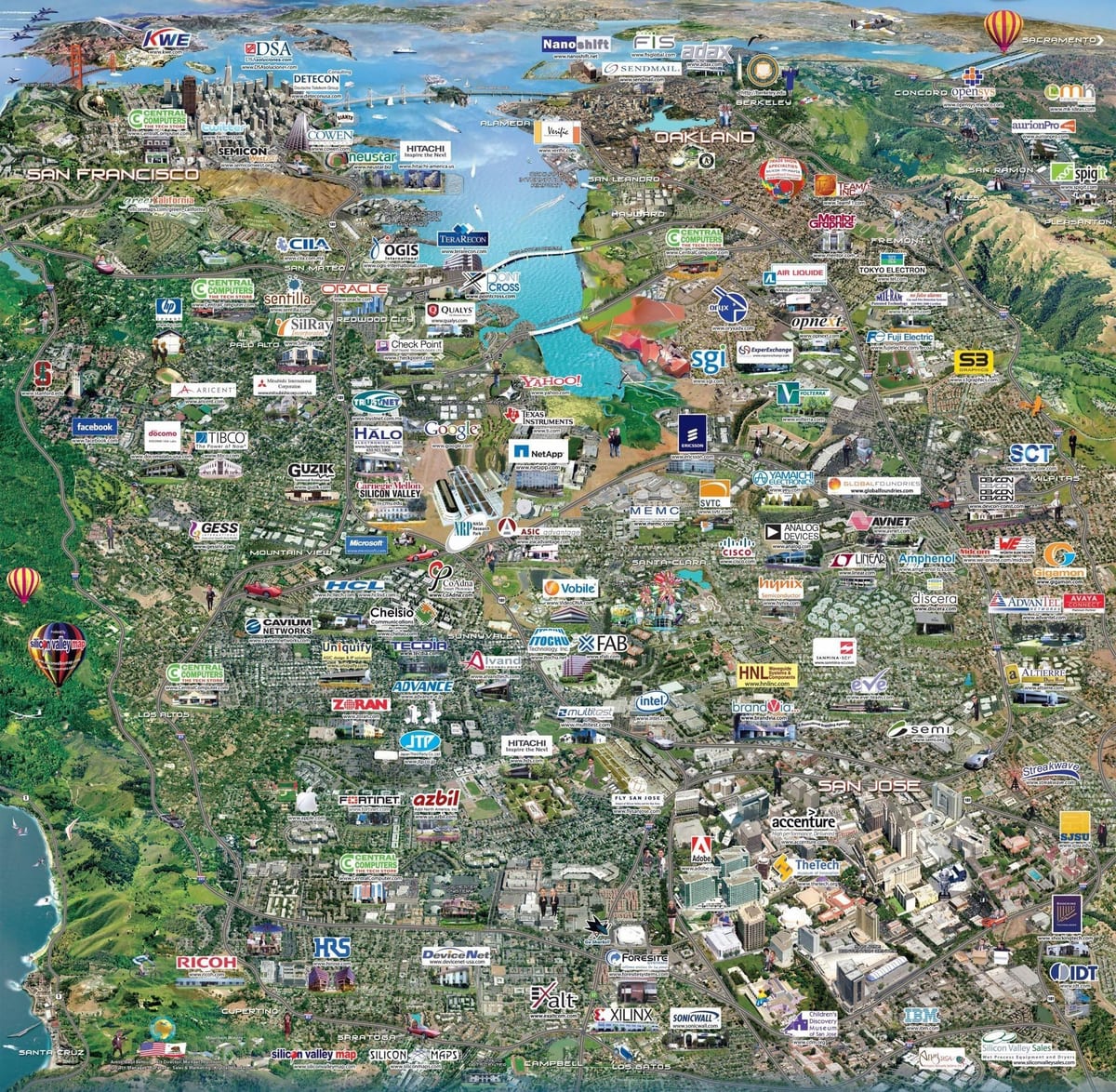 silicon valley ਉੱਚ ਤਕਨੀਕੀ ਨਕਸ਼ਾ