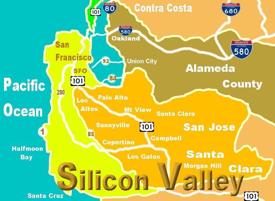 ਨਕਸ਼ਾ ਦੇ silicon valley ਸਥਿਤੀ