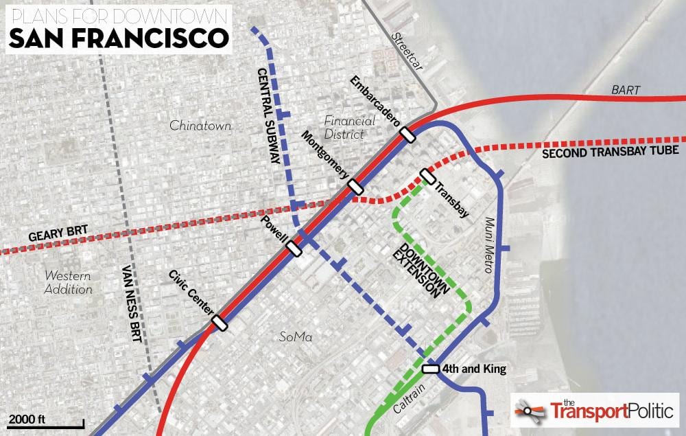 ਨਕਸ਼ਾ ਦੇ transbay ਟਰਮੀਨਲ