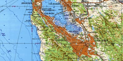 ਸਨ ਫ੍ਰੈਨਸਿਸਕੋ bay ਖੇਤਰ ਦੇ topographic ਨਕਸ਼ਾ