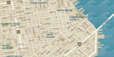 ਨਕਸ਼ਾ ਦੇ downtown ਸਨ ਫ੍ਰੈਨਸਿਸਕੋ ਯੂਨੀਅਨ square