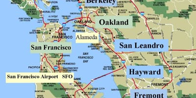 SFO bay ਖੇਤਰ ਦਾ ਨਕਸ਼ਾ