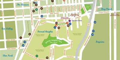 ਨਕਸ਼ਾ ਦੇ bernal heights ਸਨ ਫ੍ਰੈਨਸਿਸਕੋ