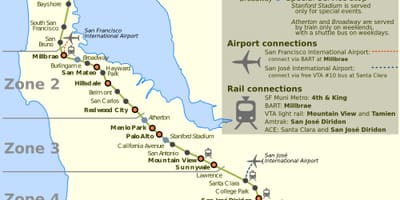 ਸਨ ਫ੍ਰੈਨਸਿਸਕੋ caltrain ਨਕਸ਼ਾ