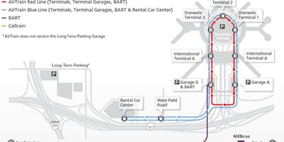 ਨਕਸ਼ਾ ਦੇ SFO airtrain