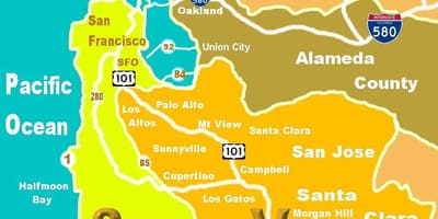ਨਕਸ਼ਾ ਦੇ silicon valley ਸਥਿਤੀ