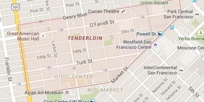 Tenderloin ਸਨ ਫ੍ਰੈਨਸਿਸਕੋ ਨਕਸ਼ਾ